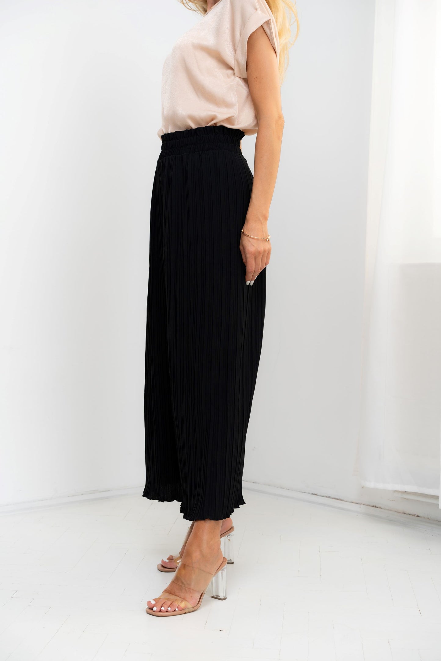 Dubai - Fusta-pantalon plisat, elegant, negru