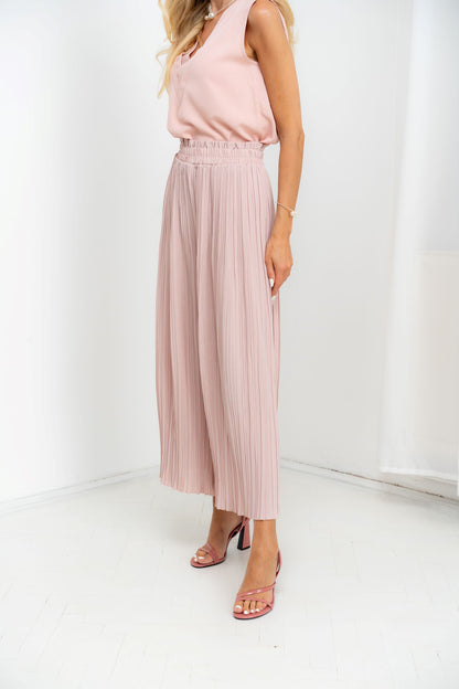 Dubai - Fusta-pantalon plisat, elegant roz