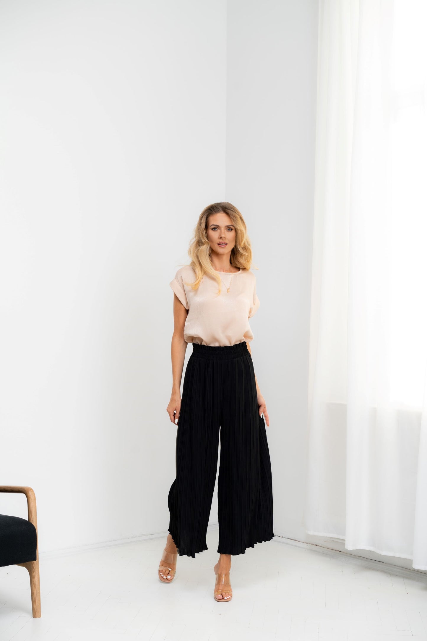 Dubai - Fusta-pantalon plisat, elegant, negru